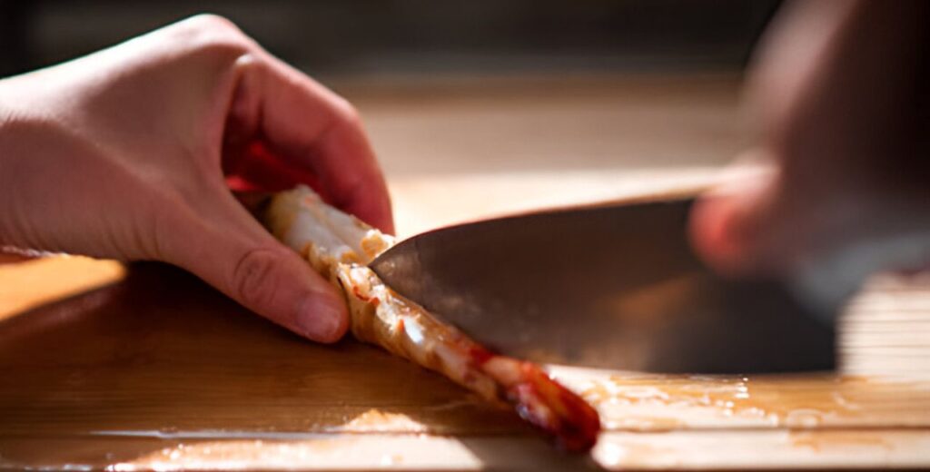 shrimps cutting