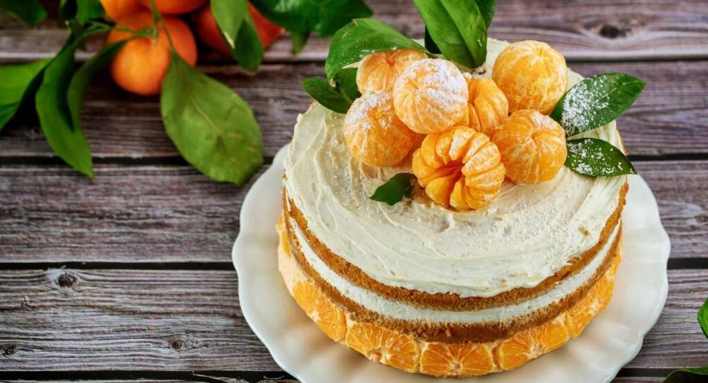Florida Orange Flower Cake with garnish