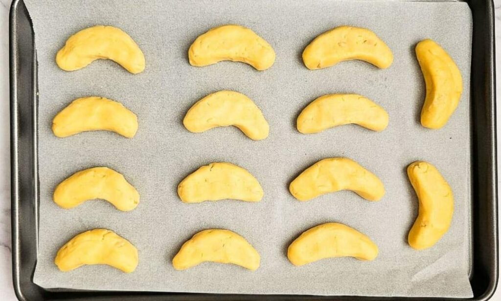 Making Greek Almond Shortbread Cookies shape