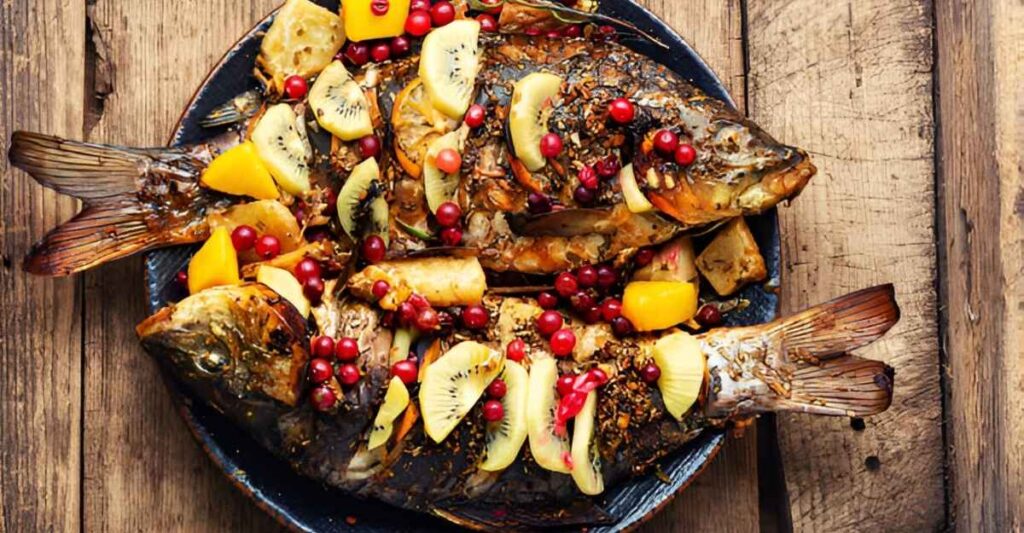 baked Carp serving